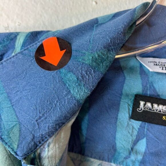 Jams World Mens Shirt Small blue small hawaiian tropical M630RE-HAIK Haiku - Picture 8 of 10